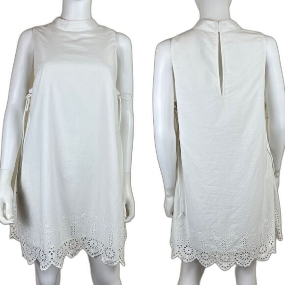 BCBGeneration Women Size M White Cotton Eyelet Mini NEW Shift Dress Party Resort - Picture 1 of 16